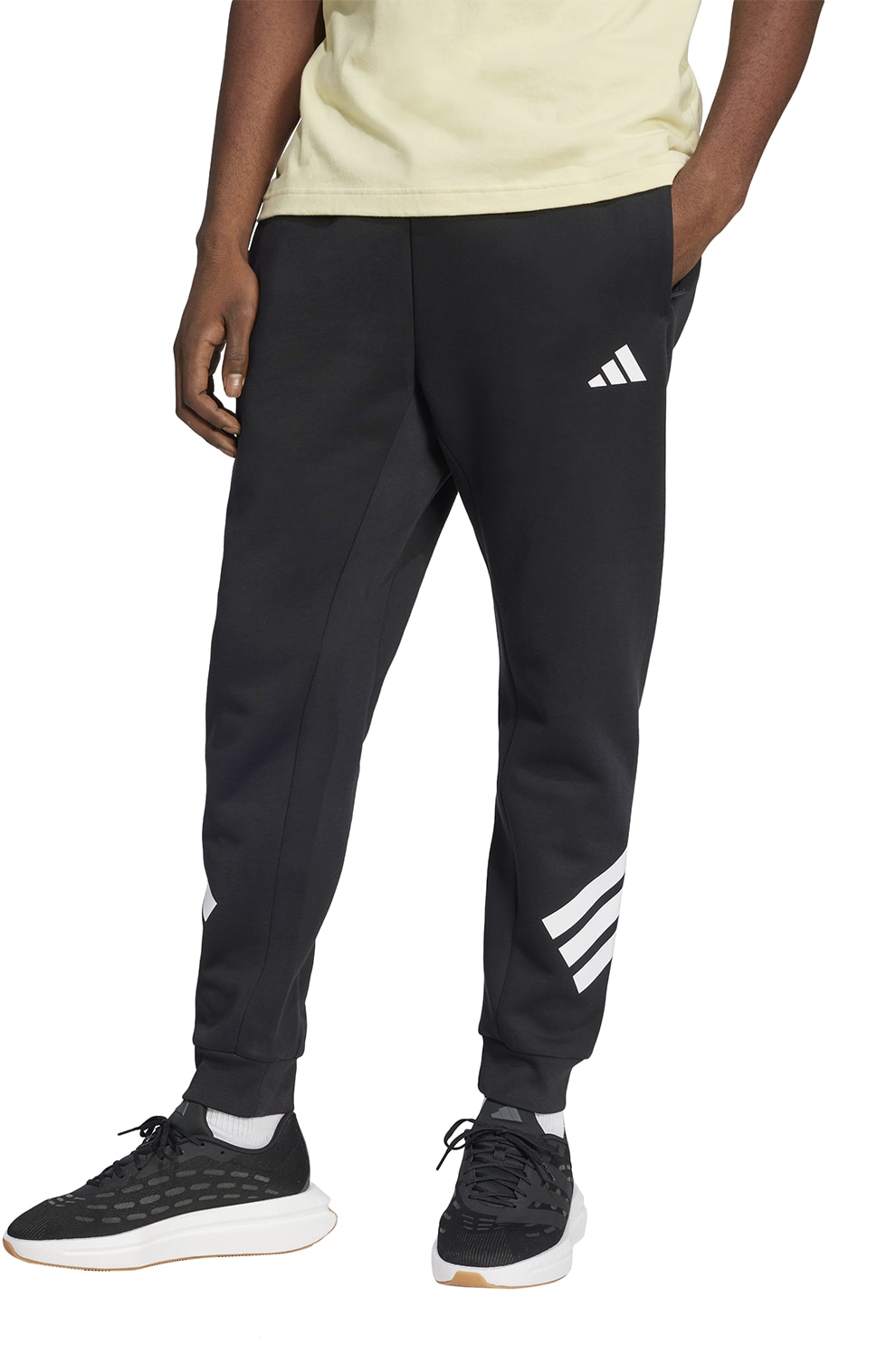 adidas Sportswear, Pantaloni de trening din amestec de bumbac cu logo, Negru, XL