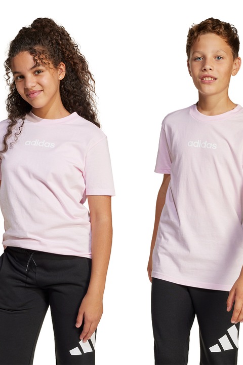 adidas Sportswear, Kerek nyakú póló logóval a mellrészen, Fehér/Halvány rózsaszín