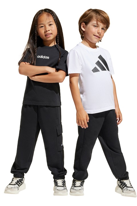 adidas Sportswear, Húzózsinóros szabadidőnadrág zsebekkel, Fekete/Fehér