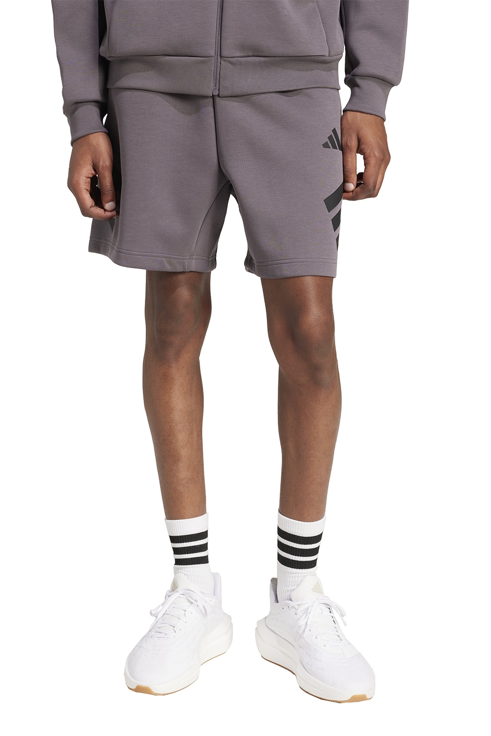 adidas Sportswear, Pantaloni scurti relaxed fit din amestec de bumbac, Negru, Violet prafuit, S