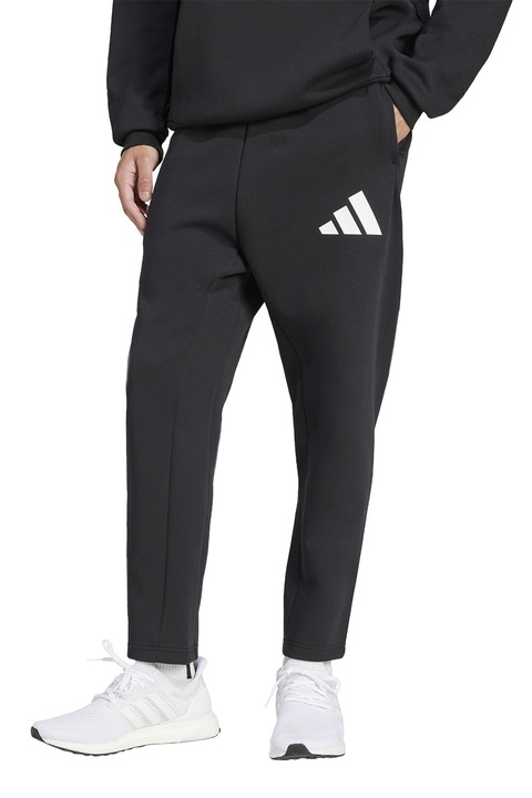 adidas Sportswear, Pantaloni de trening cu logo contrastant, Negru