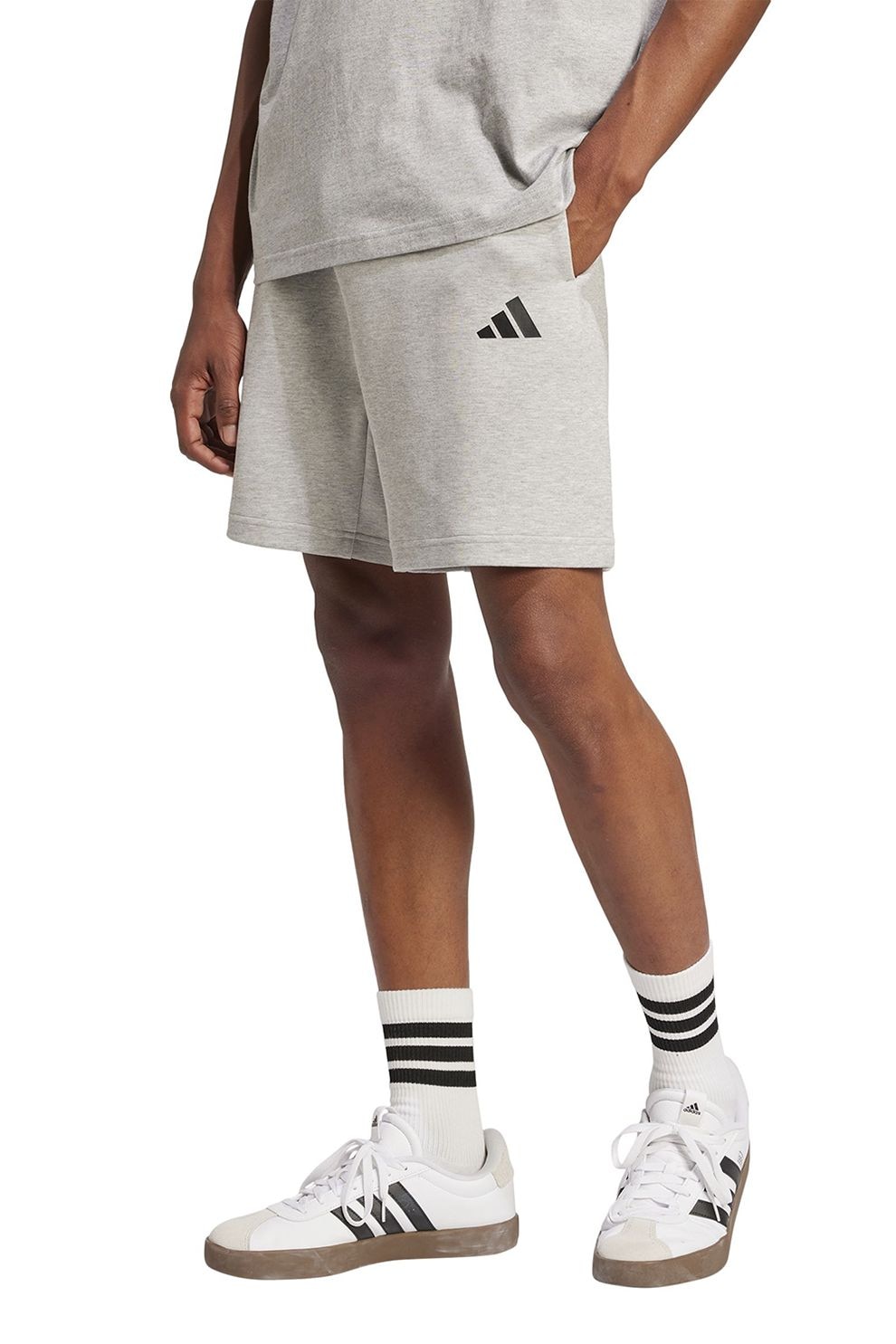 adidas Sportswear, Bermude cu buzunare laterale, Gri melange, XL