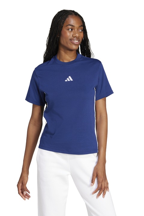 adidas Sportswear, Kerek nyakú pamutpóló, Sötétkék