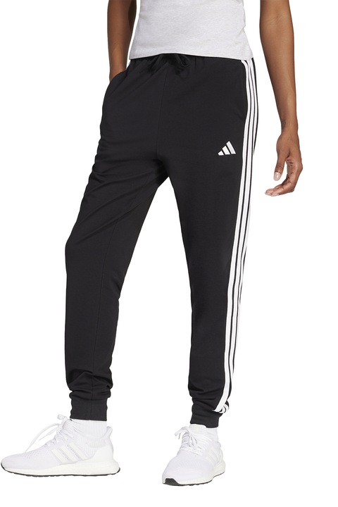 adidas Sportswear, Pantaloni de trening cu buzunare laterale si snur, Negru