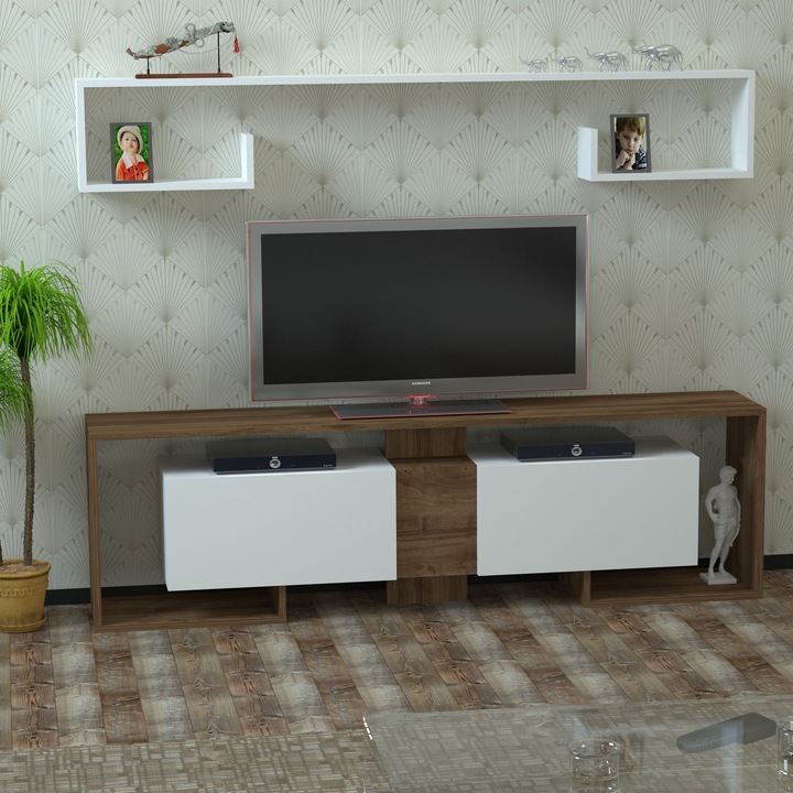 Comoda TV Kalune Design Rose, 180x31.6x52.6, alb-nuc