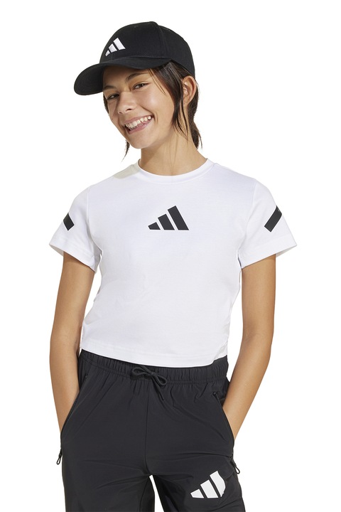 adidas Sportswear, Póló kontrasztos logóval, Fehér/Fekete