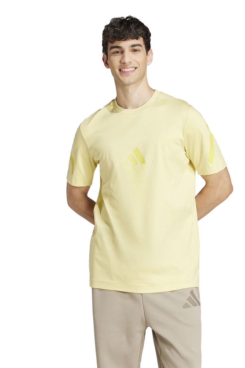 adidas Sportswear, Tricou de bumbac cu model monograma Z.N.E, Galben, L