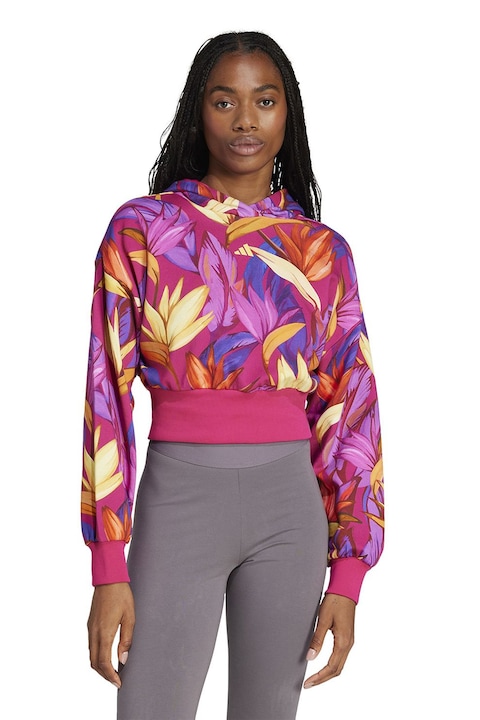 adidas Sportswear, Hanorac crop de bumbac FARM Rio, Multicolor