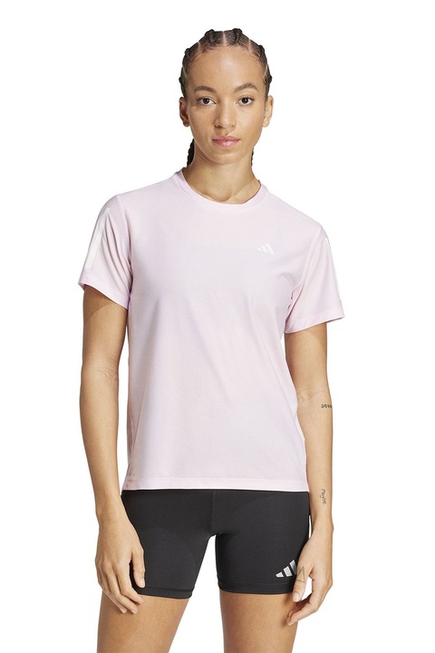 adidas Performance, Tricou cu imprimeu logo pentru alergare Own The Run, Roz pastel