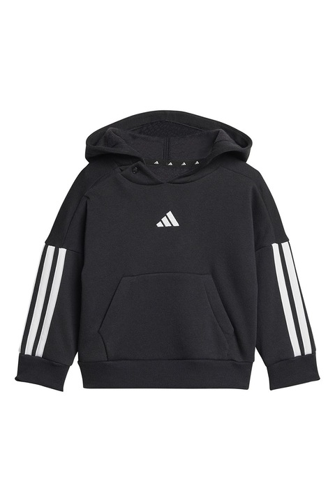 adidas Sportswear, Trening din amestec de bumbac cu gluga, Alb/Negru