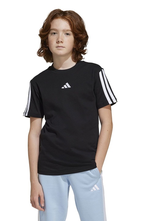 adidas Sportswear, Tricou cu detalii logo, Alb/Negru