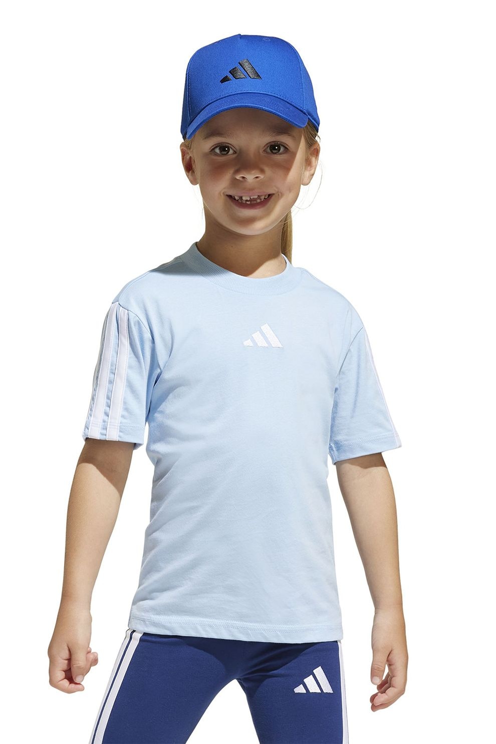 adidas Sportswear, Tricou cu decolteu la baza gatului si logo, Albastru prafuit, 116 CM