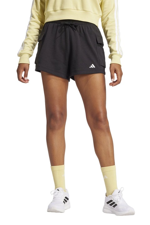 adidas Sportswear, Шорти с памук с връзка, Бял/Черен