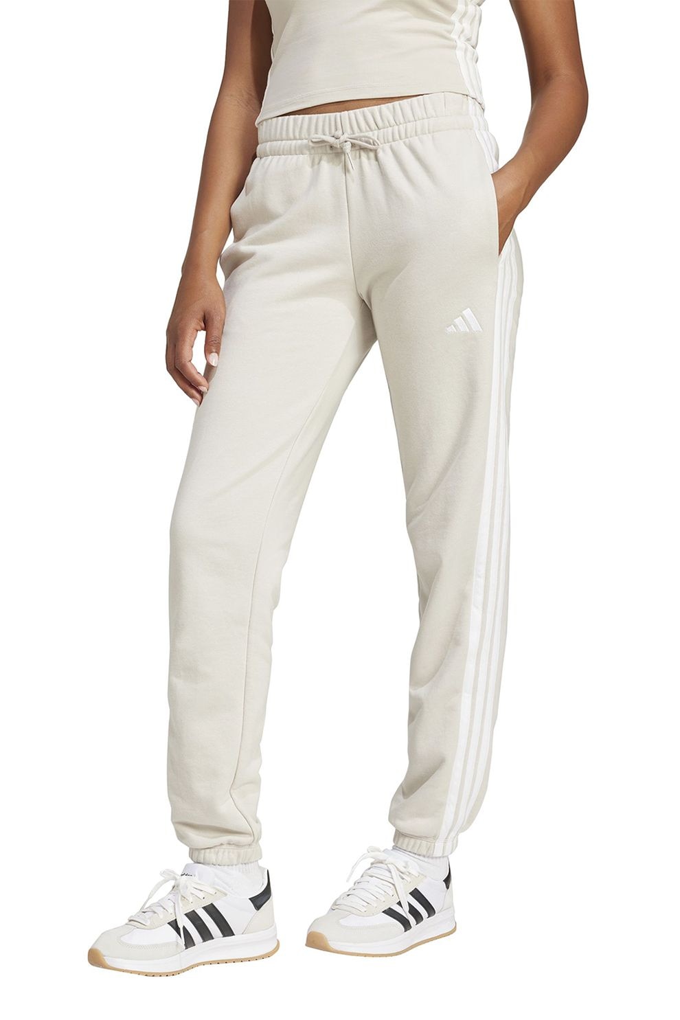 adidas Sportswear, Pantaloni de trening cu buzunare laterale Essentials, Alb fildes, L
