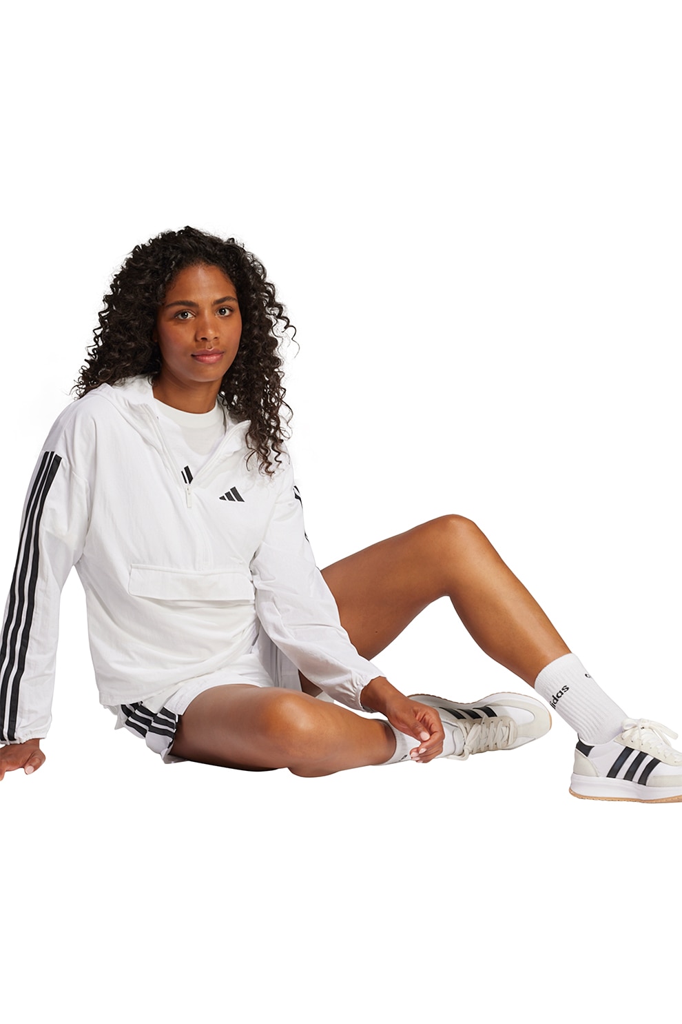 adidas Sportswear, Pantaloni scurti cu talie ajustabila, Alb, Negru, M