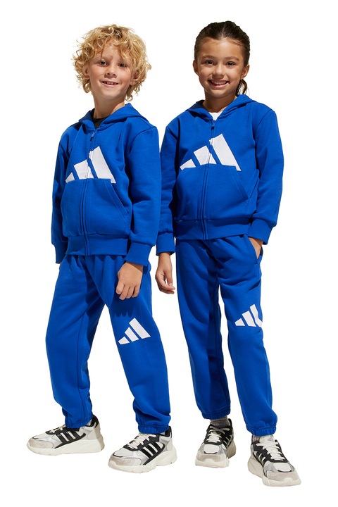 adidas Sportswear, Trening cu fermoar si gluga, Alb/Albastru royal