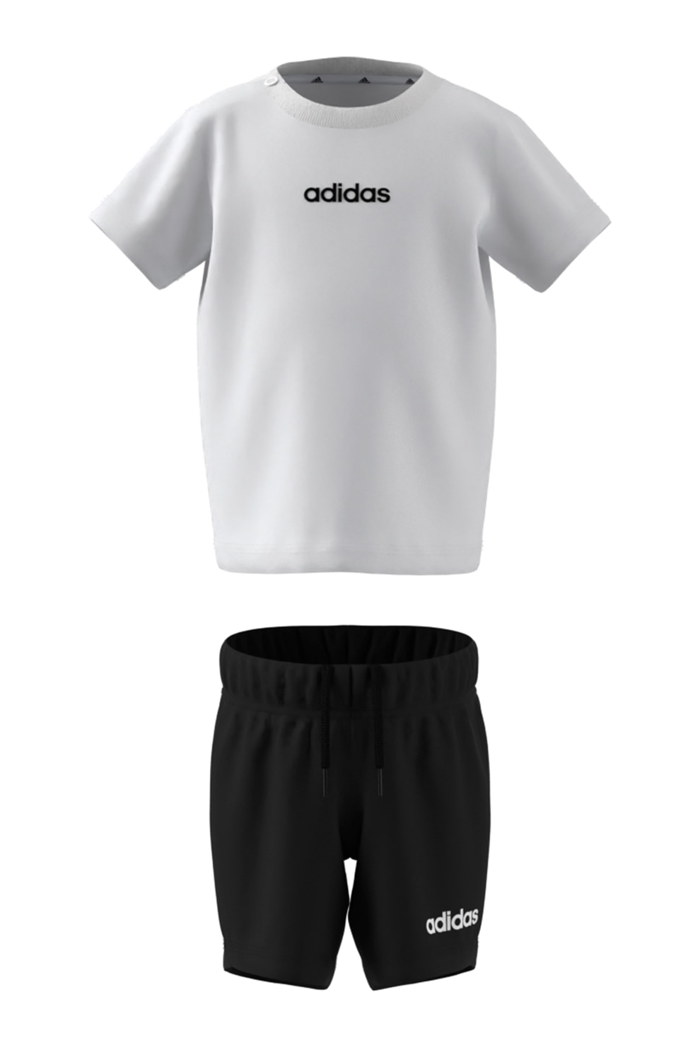 adidas Sportswear, Set de pantaloni scurti si tricou din bumbac - 2 Piese, Negru, Alb murdar, 80 CM