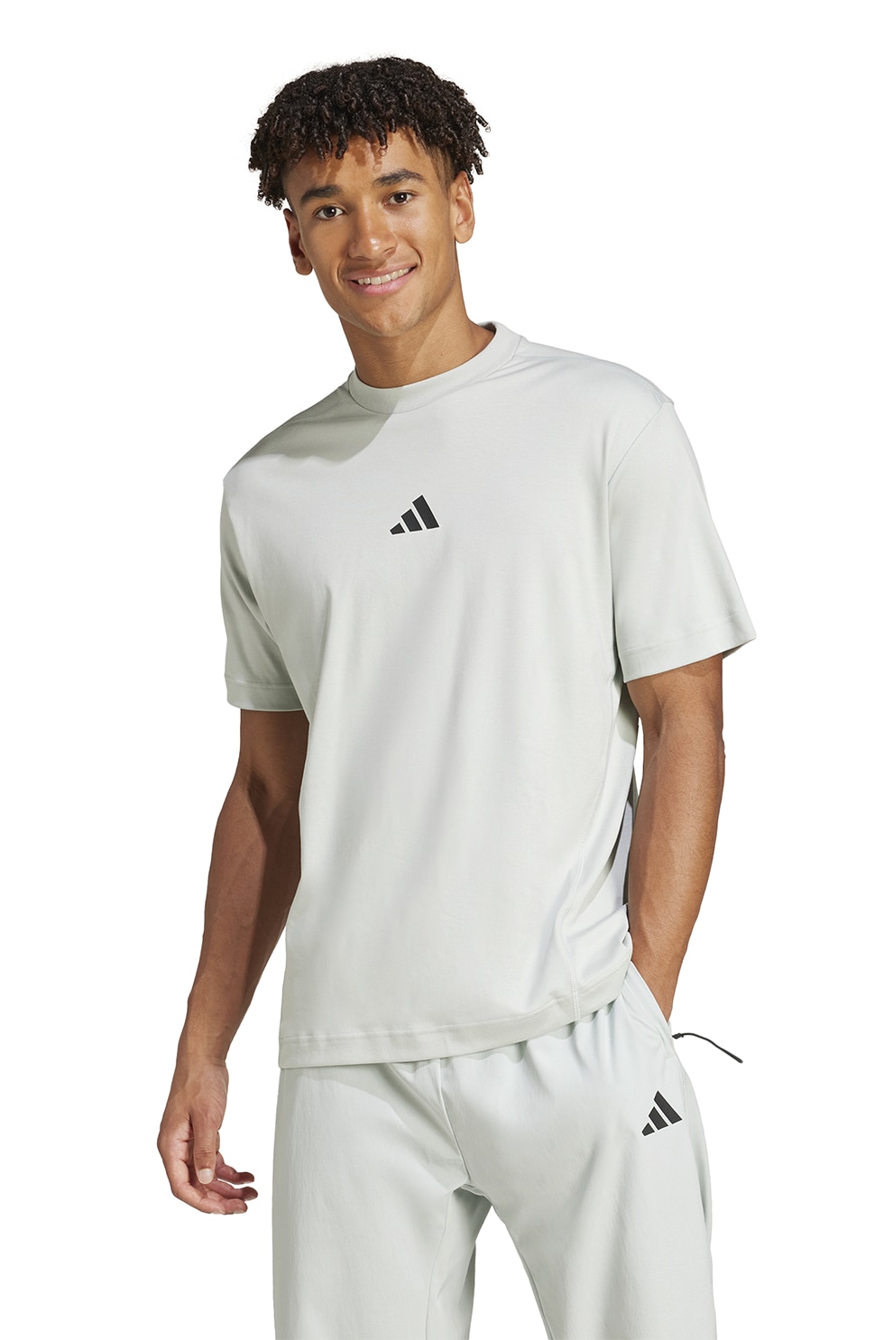 adidas Sportswear, Tricou cu decolteu la baza gatului si detaliu cu model monograma, Alb, M