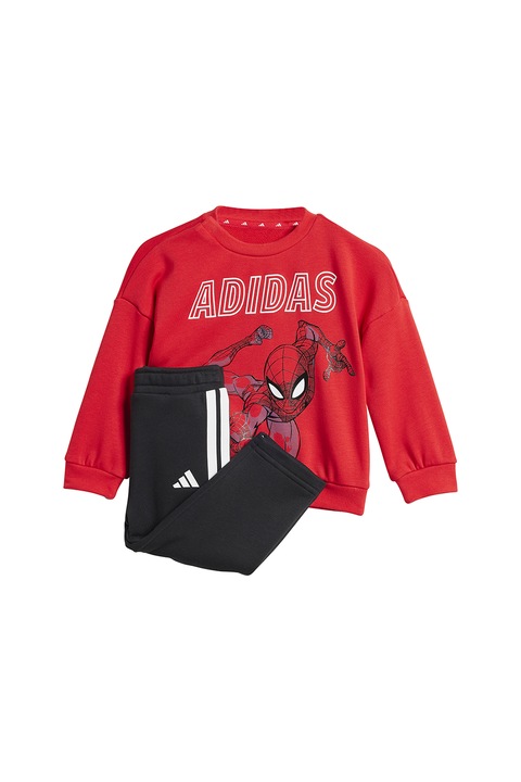 adidas Sportswear, Set de bluza si pantaloni de trening cu imprimeu cu Spider-Man, Rosu/Negru
