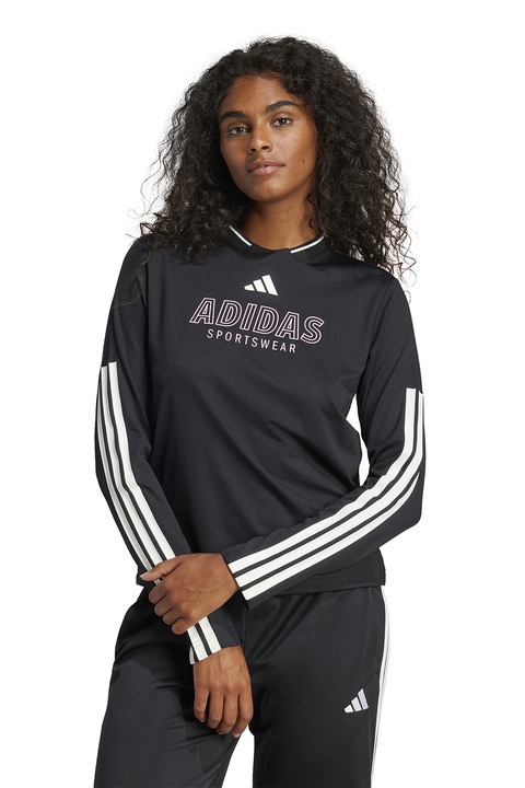 adidas Sportswear, Bluza de trening cu imprimeu logo TIRO Q1, Alb/Negru