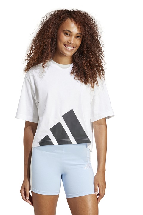 adidas Sportswear, Tricou crop cu croiala lejera Essential, Alb