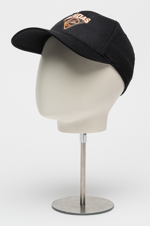 adidas Performance, Унисекс шапка Hoops с лого, Червен/Черен/Мръснобял