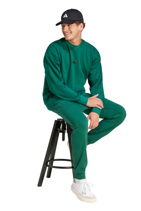 adidas Sportswear, Feelcozy pamuttartalmú pulóver, Fekete/Angolzöld