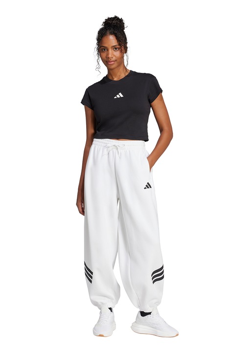 adidas Sportswear, Crop pamutpóló, Fekete