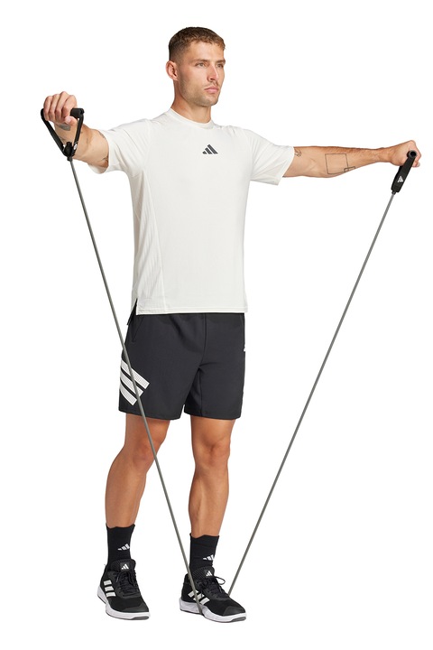 adidas Performance, Pantaloni scurti cu model cu 3 dungi Icon, Alb/Negru