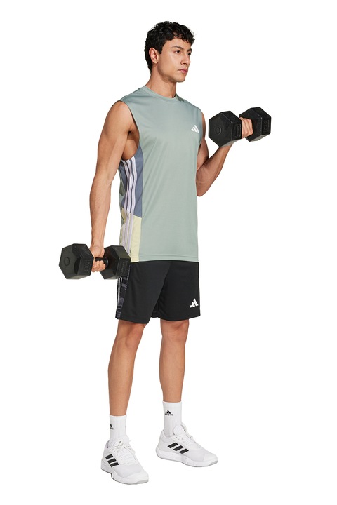 adidas Performance, Pantaloni scurti cu logo, pentru fitness, Negru/Gri