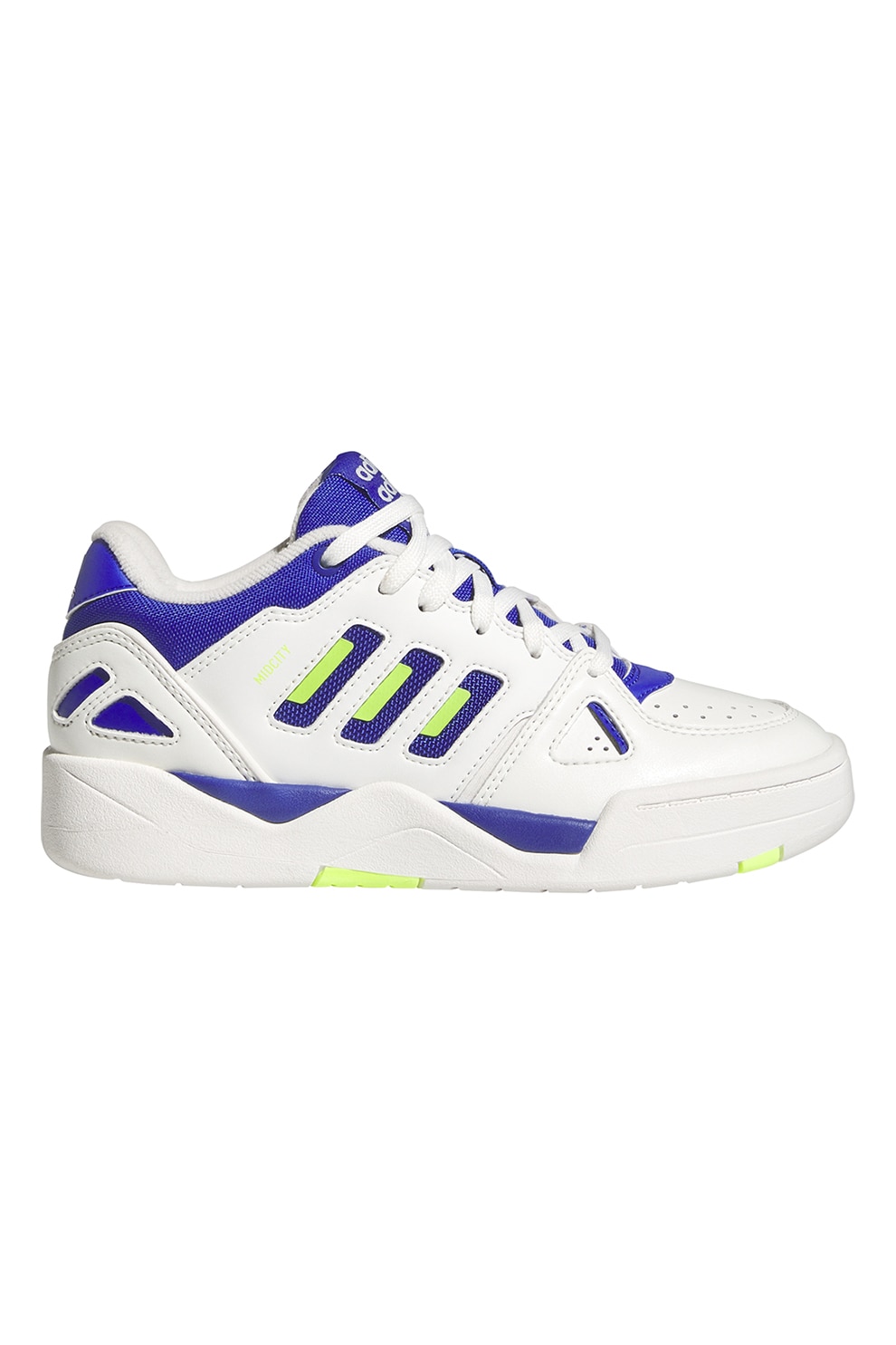 adidas Sportswear, Pantofi sport de piele ecologica Midcity, Alb, Albastru royal, 38 2/3 EU