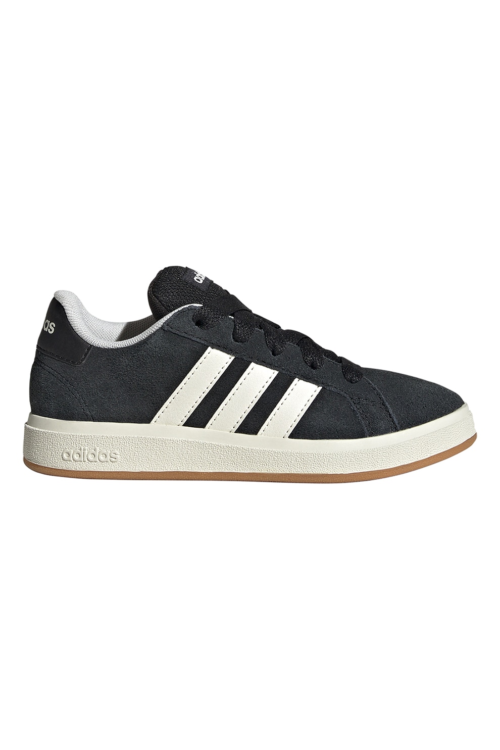 adidas Sportswear, Pantofi sport Grand Court 00s din piele intoarsa, Alb, Negru, 28 EU