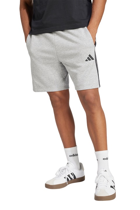 adidas Sportswear, Bermude Essentials 3-Stripes, Negru/Gri deschis melange