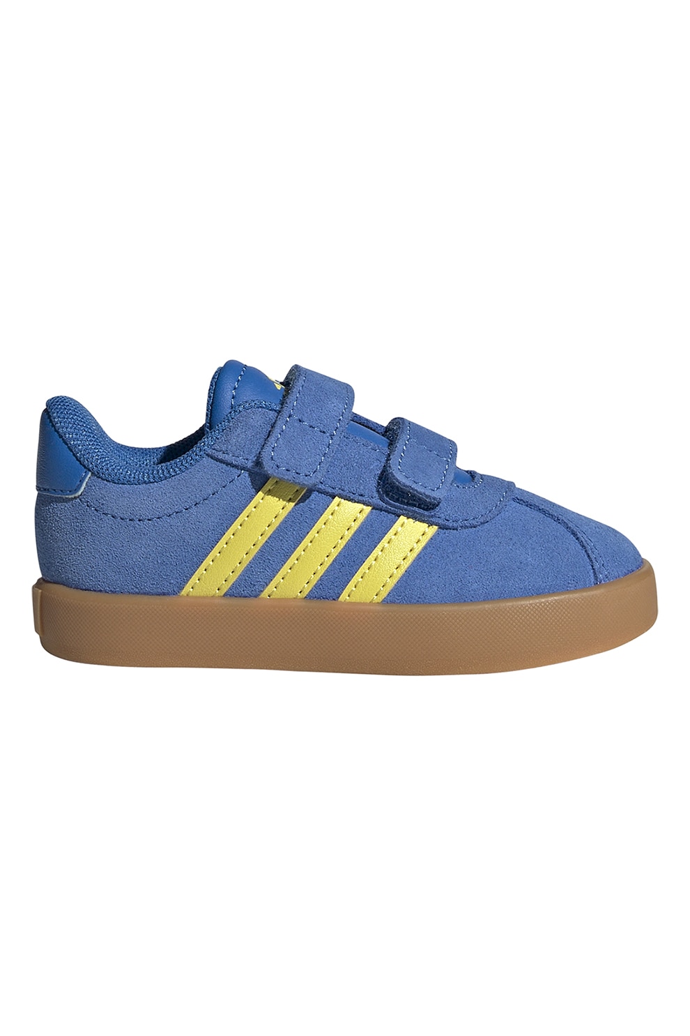 adidas Sportswear, Pantofi sport Court 3.0 de piele intoarsa cu velcro, Galben, Albastru, 20 EU