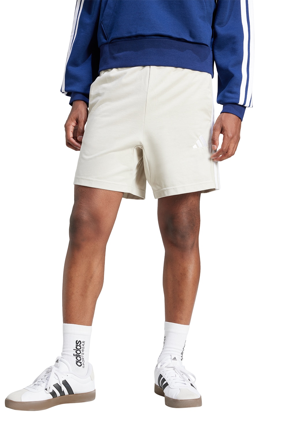 adidas Sportswear, Bermude cu logo, Alb fildes, XL