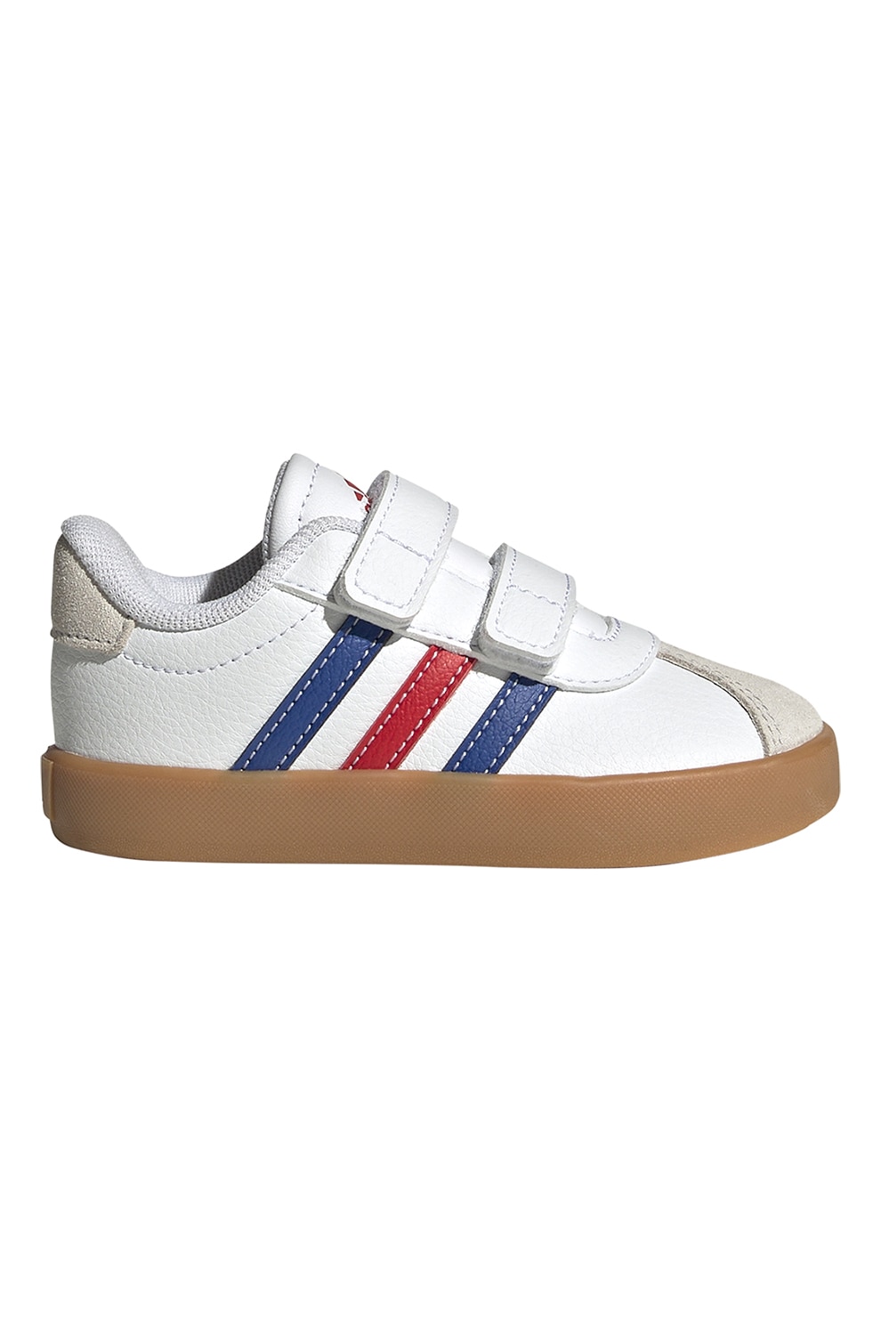 adidas Sportswear, Pantofi sport VL Court de piele ecologica si piele intoarsa cu velcro, Alb, Albastru, 22 EU