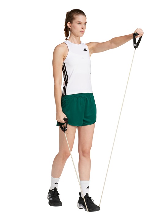 adidas Performance, Top slim fit cu model cu 3 dungi pentru antrenament, Negru/Alb optic