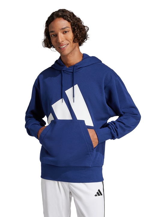 adidas Sportswear, Hanorac cu imprimeu logo, Albastru inchis/Alb optic