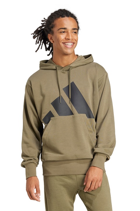 adidas Sportswear, Hanorac cu imprimeu logo, Negru/Kaki