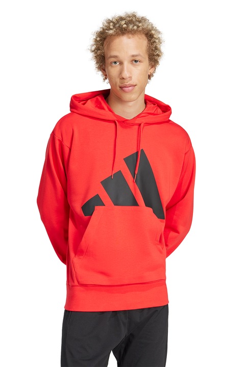 adidas Sportswear, Hanorac cu imprimeu logo, Negru/Portocaliu mandarina