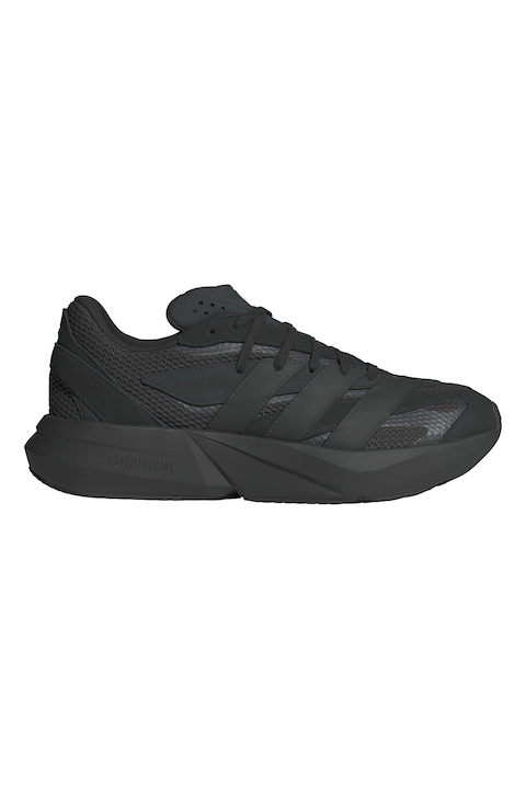 adidas Sportswear, Pantofi sport Lightblaze cu insertii de piele intoarsa, Negru