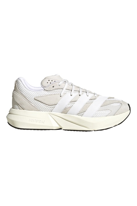 adidas Sportswear, Pantofi sport Lightblaze cu insertii de piele intoarsa, Alb/Alb murdar