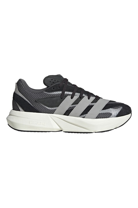 adidas Sportswear, Pantofi sport Lightblaze cu insertii de piele intoarsa, Negru/Gri inchis