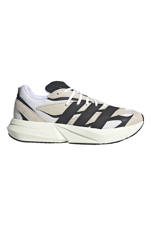 adidas Sportswear, Pantofi sport Lightblaze cu insertii de piele intoarsa, Negru/Crem
