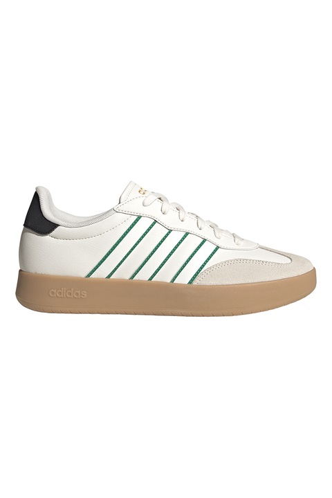 adidas Sportswear, Pantofi sport din piele ecologica cu insertii din piele intoarsa Barreda, Verde/Alb murdar