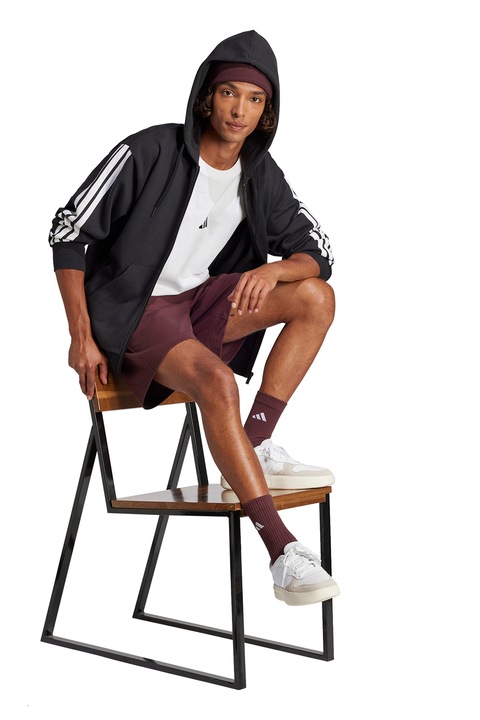 adidas Sportswear, Bermude cu buzunare oblice, Alb/Visiniu