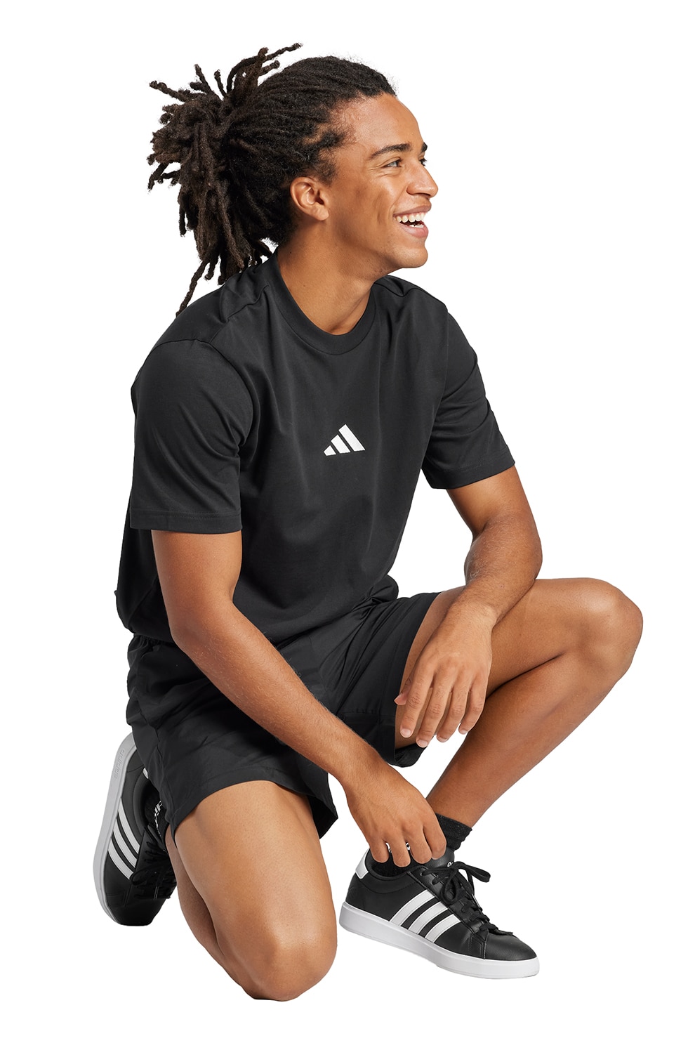 adidas Sportswear, Tricou din bumbac cu logo brodat, Alb, Negru, S