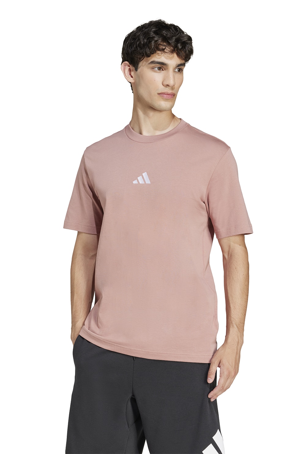 adidas Sportswear, Tricou din bumbac cu logo brodat, Roz somon, S