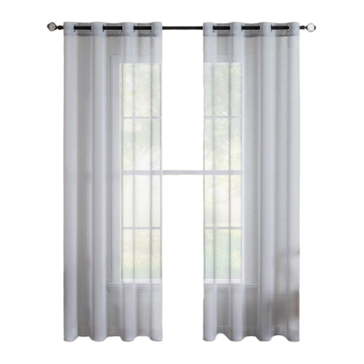 Függöny fémgyűrűkkel, MIULEE, átlátszó, tökéletes ablakokhoz és ajtókhoz Hálószoba/nappali, 139 x 158 cm, 2 db-os készlet, Szürke
