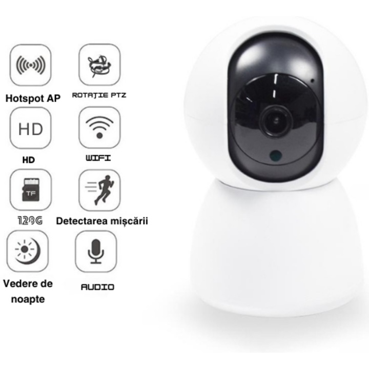 Babaőrző WiFi PTZ audio és video megfigyelő kamerával, FullHD Nigh Vision mozgásérzékelővel, távoli babafigyelés a Tuya alkalmazáson keresztül